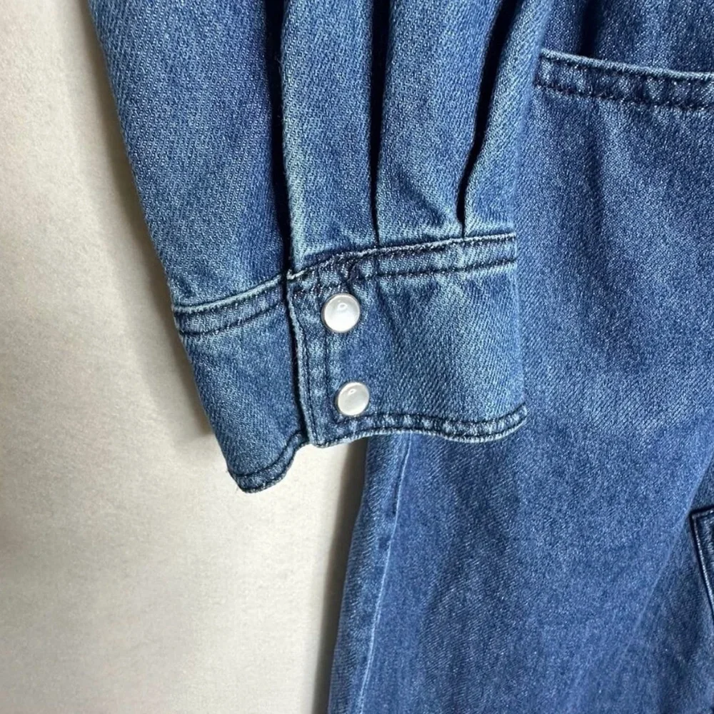 NWT Steve Madden "Dakoda" Denim Maxi Dress Pearl Snap – Size 6 - Picture 11 of 12